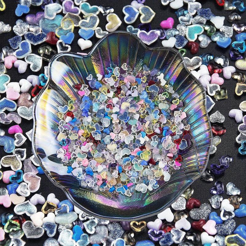 100 pcs 3D Resin Nail Charms Rose Flower Rabbit Animal Shaped Rhinestones Pearls