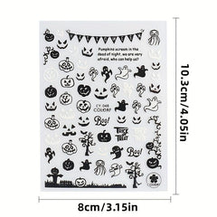 Halloween Nail Art Stickers Decals Glow In Dark Pumpkin Bat Ghost Designs