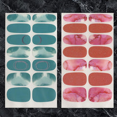 16 Sheets Marble Nail Polish Strips Self Adhesive Gel Nail Decals