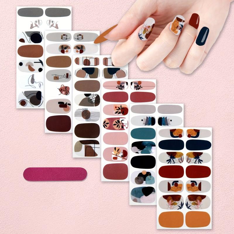 6pcs Nail Polish Stickers Self Adhesive Gel Nail Decals