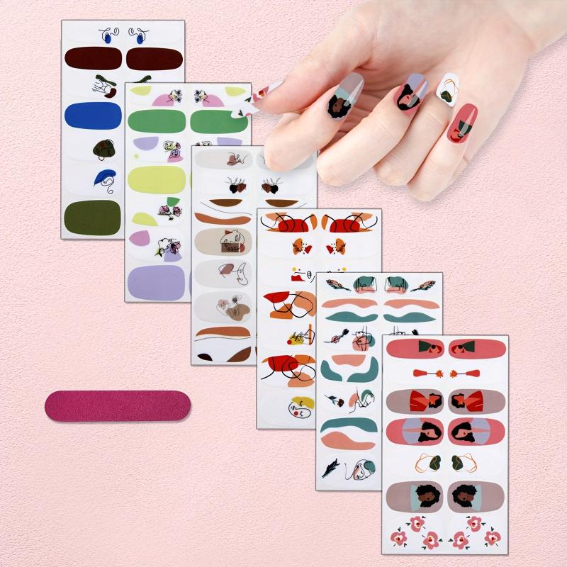 6pcs Nail Polish Stickers Self Adhesive Gel Nail Decals