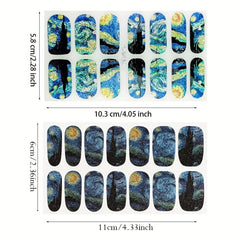 Van Gogh Sky Nail Polish Stickers 2 Sheets Pack Decal Strips DIY Nail Art
