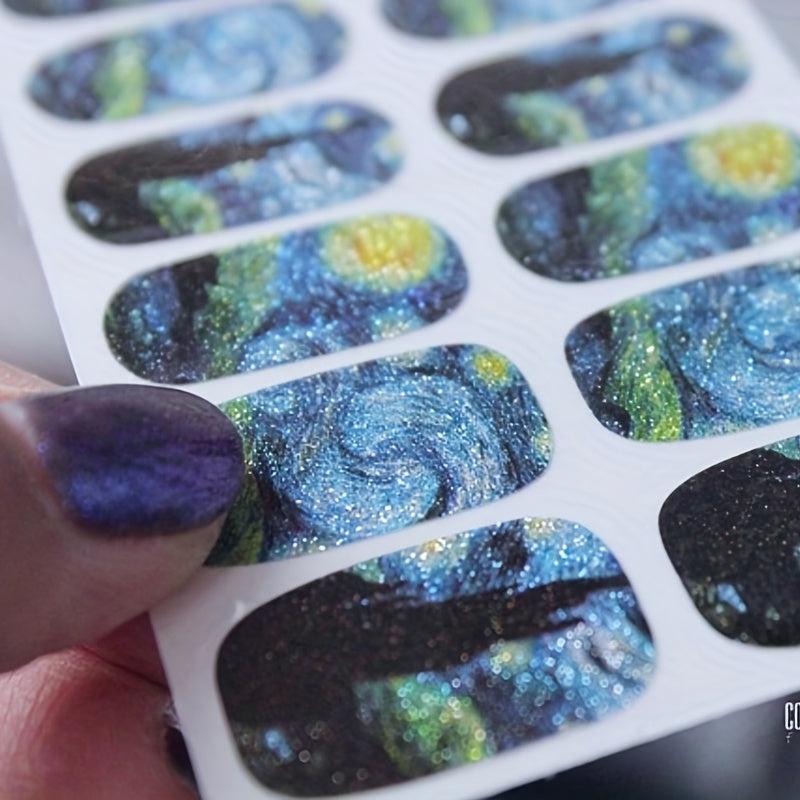 Van Gogh Sky Nail Polish Stickers 2 Sheets Pack Decal Strips DIY Nail Art