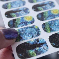 Van Gogh Sky Nail Polish Stickers 2 Sheets Pack Decal Strips DIY Nail Art