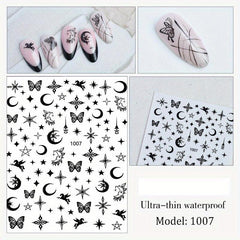 3D Butterfly Nail Art Stickers Moon Star Decals for Acrylic Nail Manicure