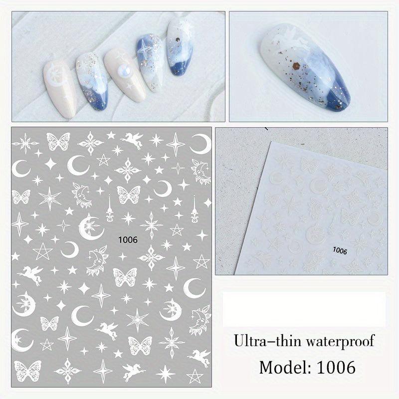 3D Butterfly Nail Art Stickers Moon Star Decals for Acrylic Nail Manicure