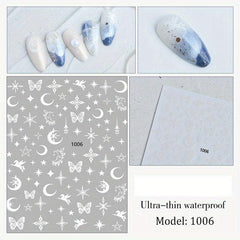 3D Butterfly Nail Art Stickers Moon Star Decals for Acrylic Nail Manicure