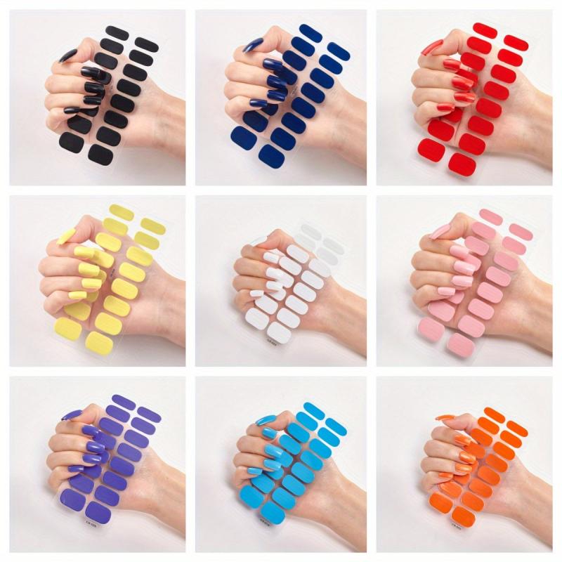 144pcs Solid Nail Art Polish Strips Self Adhesive Full Wrap Nail Decals