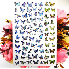 Y2K Butterfly Nail Art Stickers Waterproof Self Adhesive 3D Multicolor