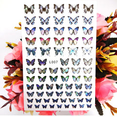 Y2K Butterfly Nail Art Stickers Waterproof Self Adhesive 3D Multicolor