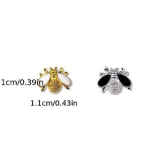 10 pcs 3D Metallic Bee Nail Art Decals Rhinestones Diamonds Pearls DIY Manicure