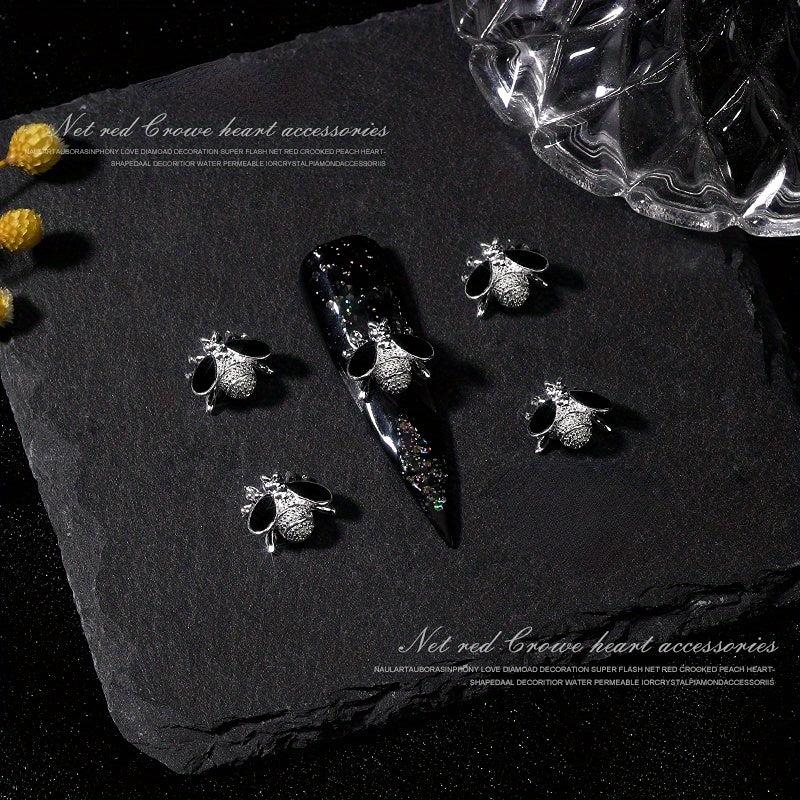 10 pcs 3D Metallic Bee Nail Art Decals Rhinestones Diamonds Pearls DIY Manicure