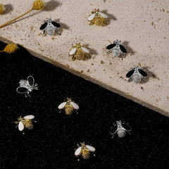 10 pcs 3D Metallic Bee Nail Art Decals Rhinestones Diamonds Pearls DIY Manicure