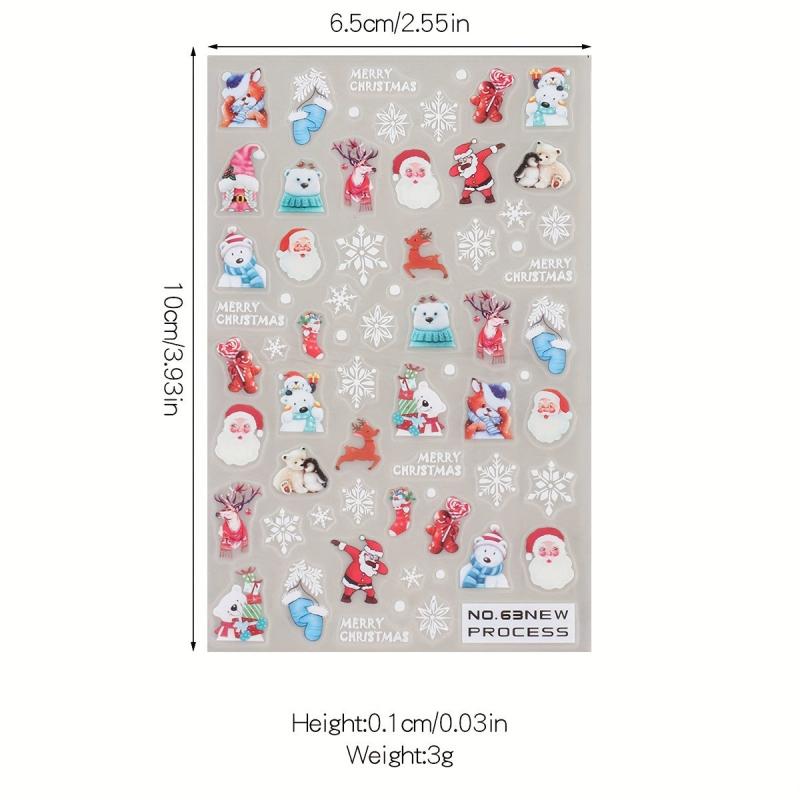 Christmas Nail Art Stickers Santa Claus Snowflake Elk Nail Decals
