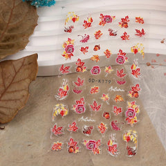 Maple Leaves Nail Art Stickers Decals 3 Sheets