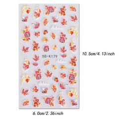 Maple Leaves Nail Art Stickers Decals 3 Sheets