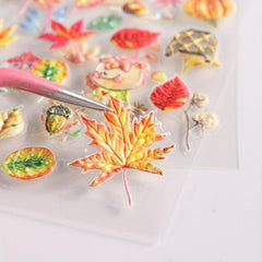 Maple Leaves Nail Art Stickers Decals 3 Sheets