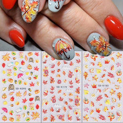 Maple Leaves Nail Art Stickers Decals 3 Sheets