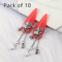 10pcs Cupid Wings Nail Charms with Rhinestones for Manicure