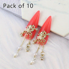 10pcs Cupid Wings Nail Charms with Rhinestones for Manicure