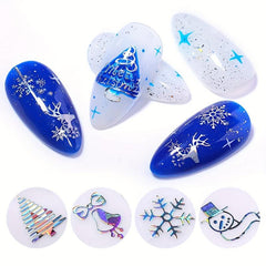 Christmas Nail Art Stickers 3D Laser Winter Nail Decals