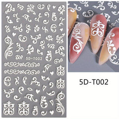 5D Embossed Flowers Butterfly Nail Art Stickers Self Adhesive Nail Sticker