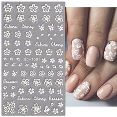 5D Embossed Flowers Butterfly Nail Art Stickers Self Adhesive Nail Sticker