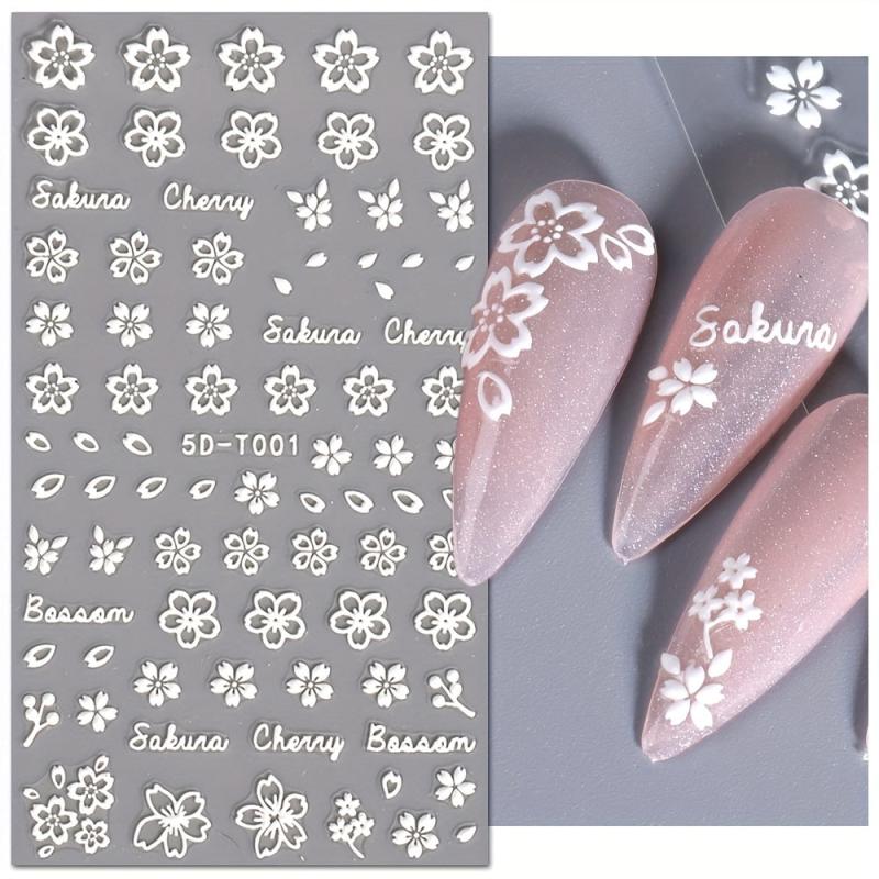 5D Embossed Flowers Butterfly Nail Art Stickers Self Adhesive Nail Sticker
