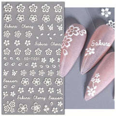5D Embossed Flowers Butterfly Nail Art Stickers Self Adhesive Nail Sticker