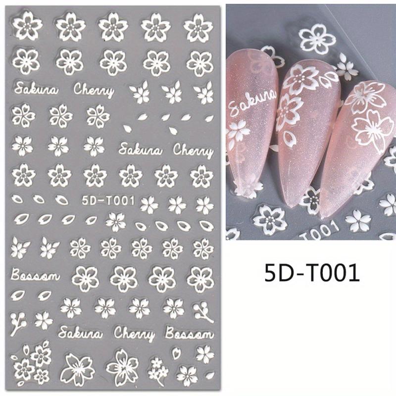 5D Embossed Flowers Butterfly Nail Art Stickers Self Adhesive Nail Sticker