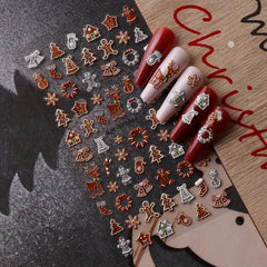 Embossed Christmas Nail Art Stickers - Santa Claus Snowflake Elk Nail Decals