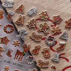 Embossed Christmas Nail Art Stickers - Santa Claus Snowflake Elk Nail Decals