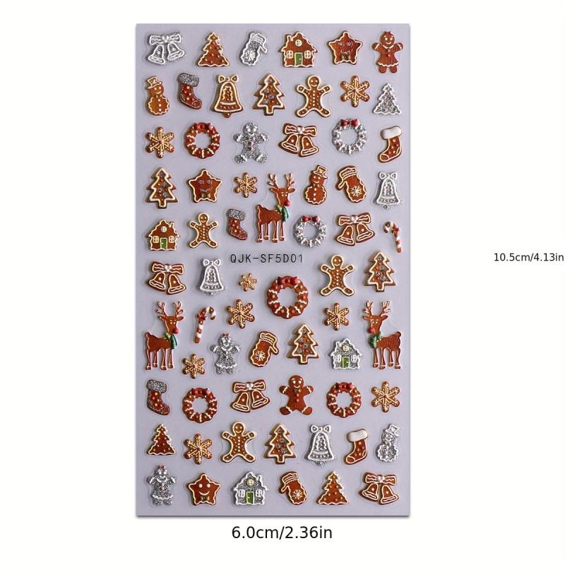 Embossed Christmas Nail Art Stickers - Santa Claus Snowflake Elk Nail Decals
