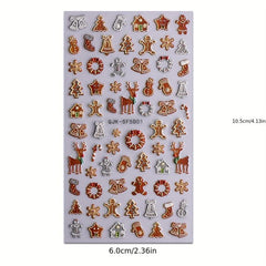 Embossed Christmas Nail Art Stickers - Santa Claus Snowflake Elk Nail Decals