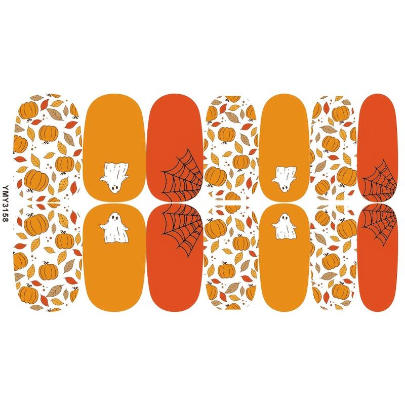 Halloween Full Wrap Nail Art Strips Pumpkin Spider Bat Ghost Nail Polish Strip