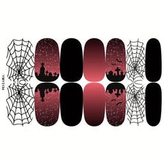 Halloween Full Wrap Nail Art Strips Pumpkin Spider Bat Ghost Nail Polish Strip