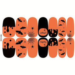 Halloween Full Wrap Nail Art Strips Pumpkin Spider Bat Ghost Nail Polish Strip