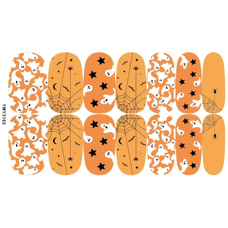 Halloween Full Wrap Nail Art Strips Pumpkin Spider Bat Ghost Nail Polish Strip