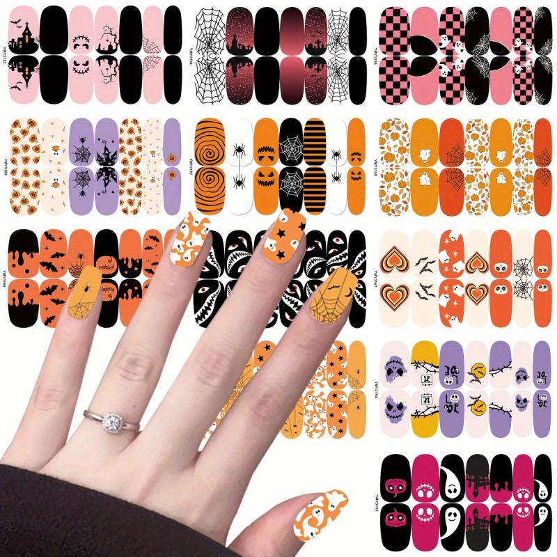 Halloween Full Wrap Nail Art Strips Pumpkin Spider Bat Ghost Nail Polish Strip