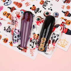 10 Halloween Nail Art Stickers Skull Ghost Pumpkin Spider Self Adhesive