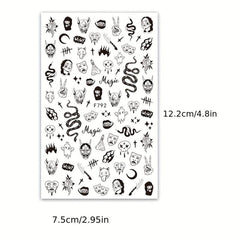 10 Halloween Nail Art Stickers Skull Ghost Pumpkin Spider Self Adhesive