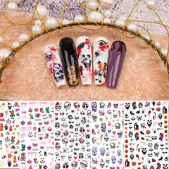 10 Halloween Nail Art Stickers Skull Ghost Pumpkin Spider Self Adhesive