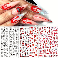 10 Halloween Nail Art Stickers Skull Ghost Pumpkin Spider Self Adhesive