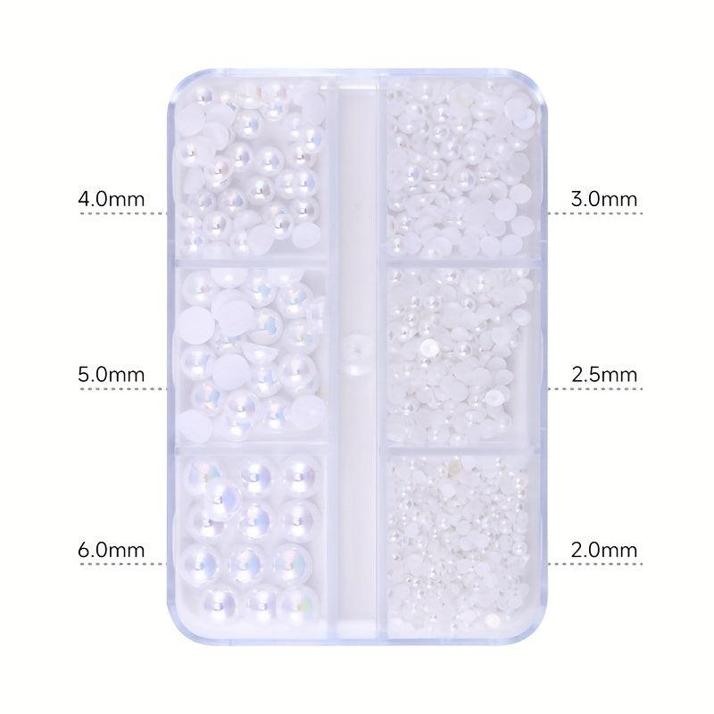 6 Boxes Nail Pearls Set With Tweezers And Drill Pen