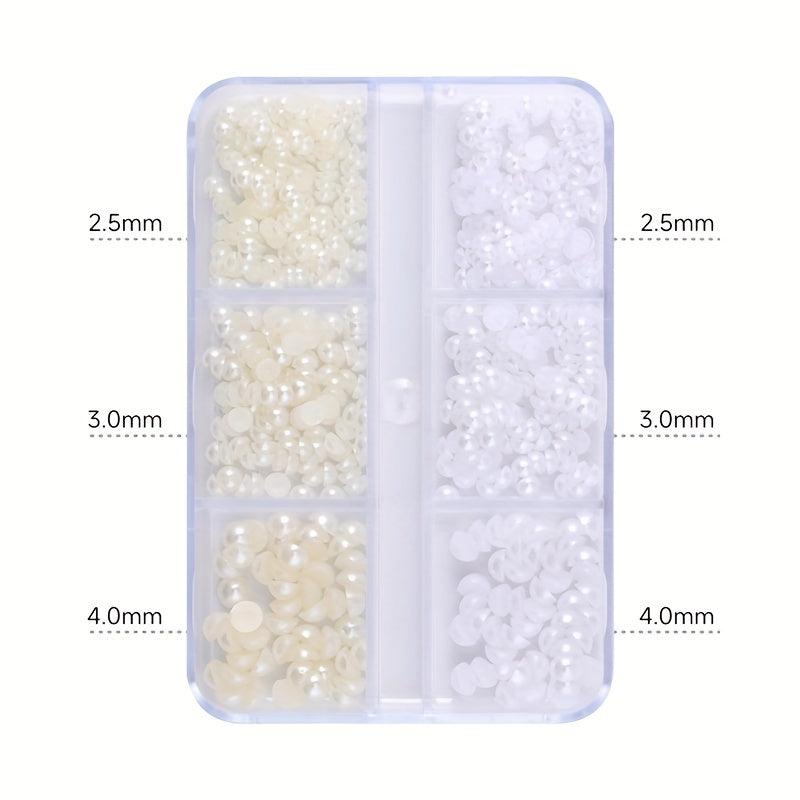 6 Boxes Nail Pearls Set With Tweezers And Drill Pen