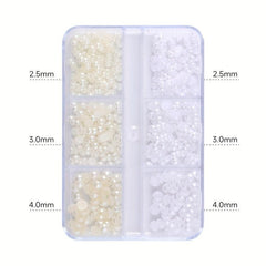 6 Boxes Nail Pearls Set With Tweezers And Drill Pen