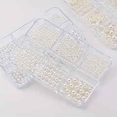 6 Boxes Nail Pearls Set With Tweezers And Drill Pen