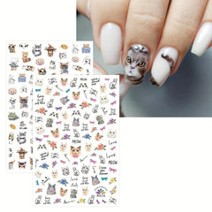 8pcs Cat Nail Art Stickers Self Adhesive Nail Art Decals For DIY Or Nail Salons