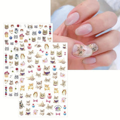 8pcs Cat Nail Art Stickers Self Adhesive Nail Art Decals For DIY Or Nail Salons