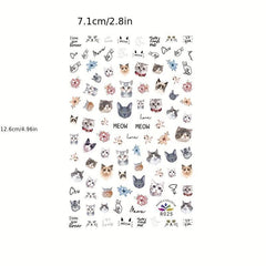 8pcs Cat Nail Art Stickers Self Adhesive Nail Art Decals For DIY Or Nail Salons